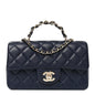Lambskin Quilted Mini Chain Top Handle Rectangular Flap Navy
