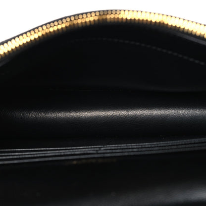 Grain De Poudre Matelasse Chevron Monogram Envelope Chain Wallet Black