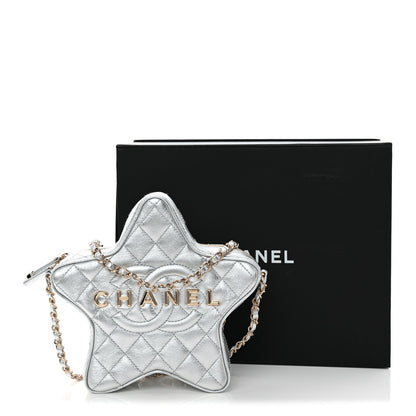 Metallic Lambskin Walk Of Fame Bag Silver
