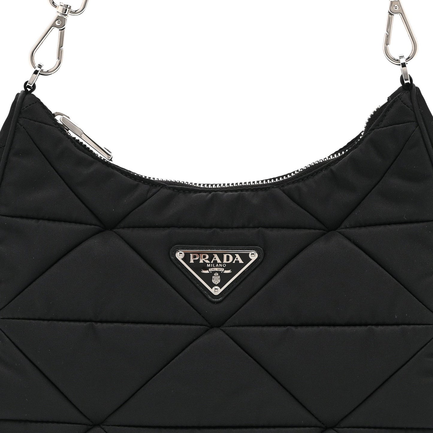 Re-Nylon Triangle Padded Patchwork Shoulder Bag Black