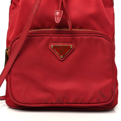 Nylon Vela Saffiano Mini Bucket Crossbody Bag