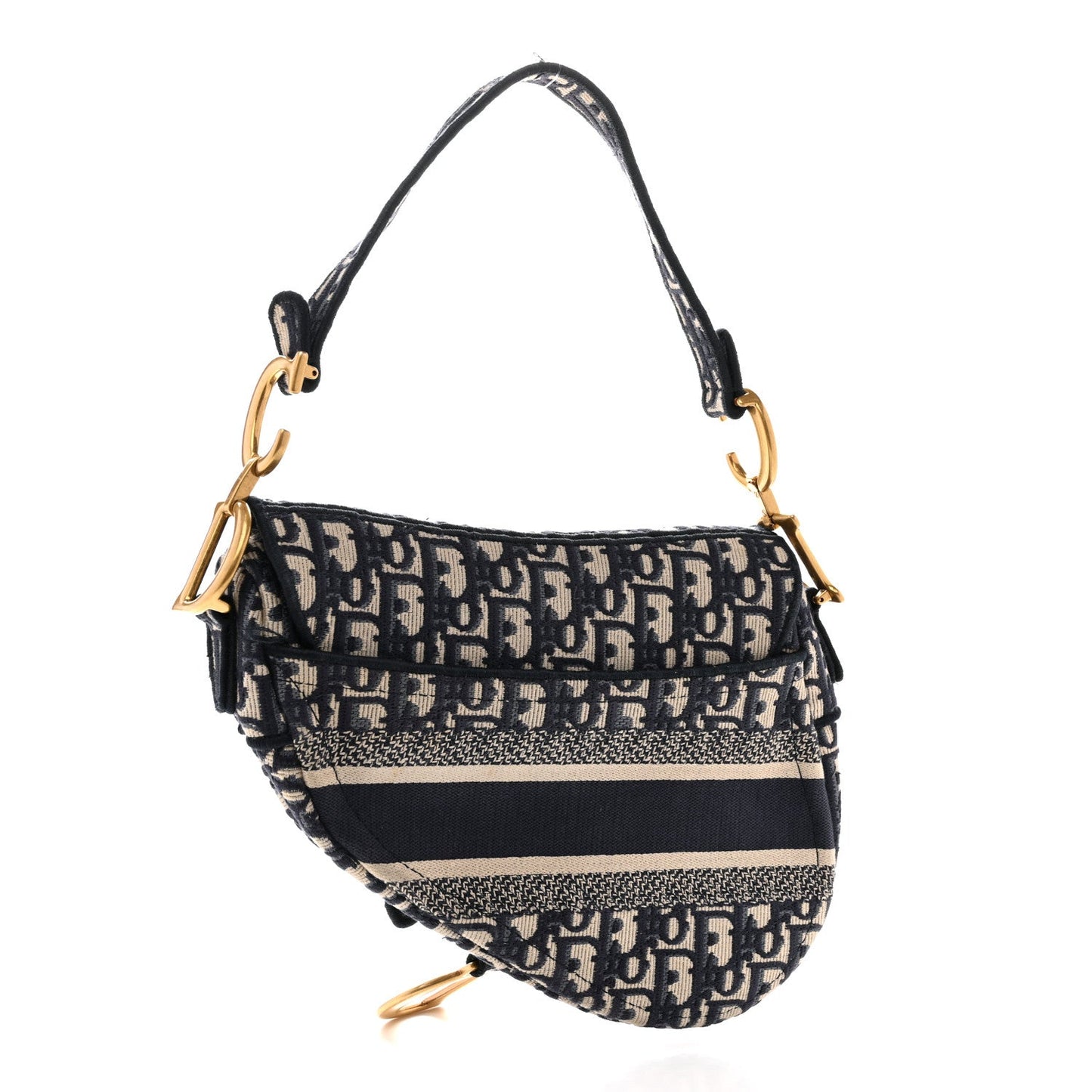 Oblique Embroidered Saddle Bag Blue
