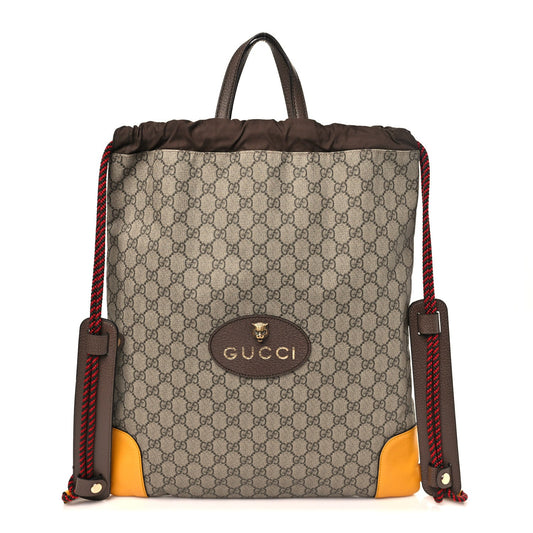 GG Supreme Monogram Neo Vintage Drawstring Backpack Beige New Acero Crop