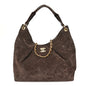 Suede Calfskin Lambskin Quilted Maxi Hobo Dark Brown