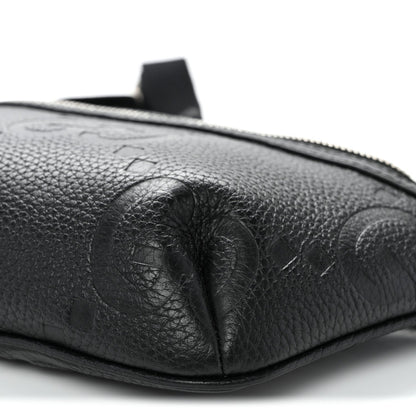Piuma Calfskin Jumbo GG Embossed Small Belt Bag Black