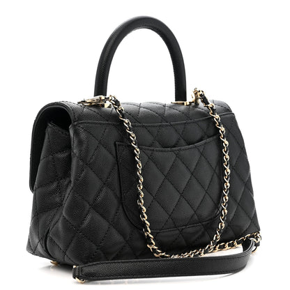 Caviar Quilted Mini Coco Handle Flap Black