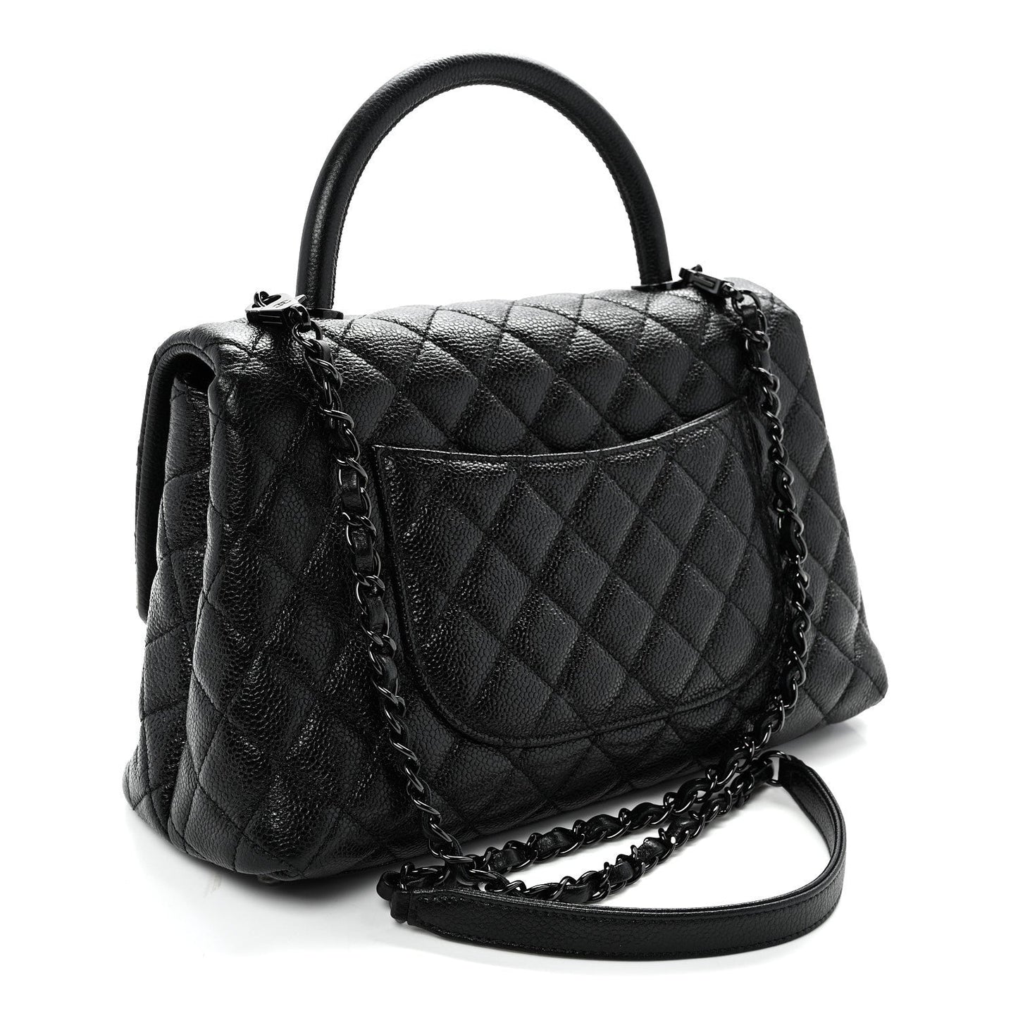 Caviar Quilted Small Coco Handle Flap So Black