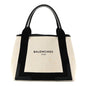 Cotton Canvas Satin Calfskin S Navy Cabas Natural Black