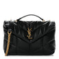 Lambskin Quilted Toy Loulou Puffer Monogram Chain Satchel Black