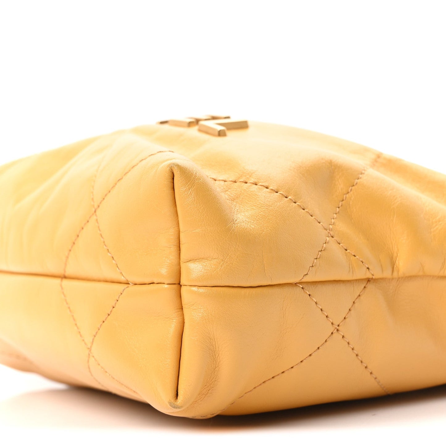 Shiny Calfskin Quilted Mini Chanel 22 Yellow