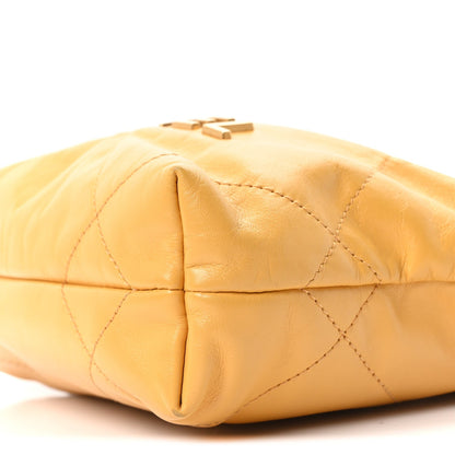 Shiny Calfskin Quilted Mini Chanel 22 Yellow