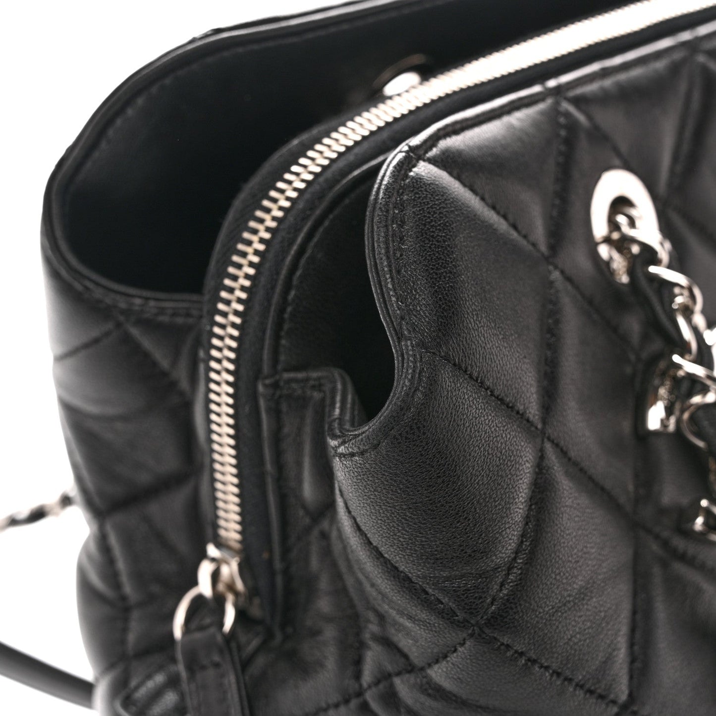 Lambskin Quilted Chic and Soft Shopping Tote Black