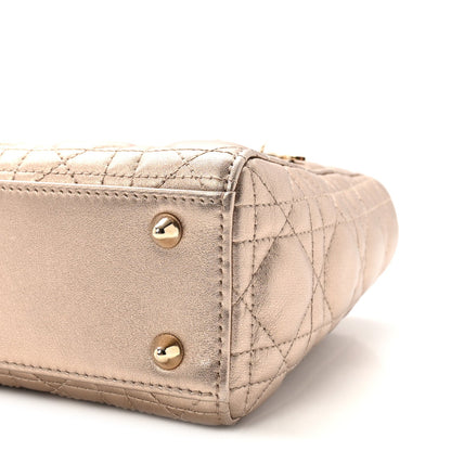 Metallic Lambskin Cannage Small My ABCDior Lady Dior Gold