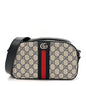GG Supreme Monogram Textured Dollar Calfskin Web Small Ophidia Camera Bag Beige Blue