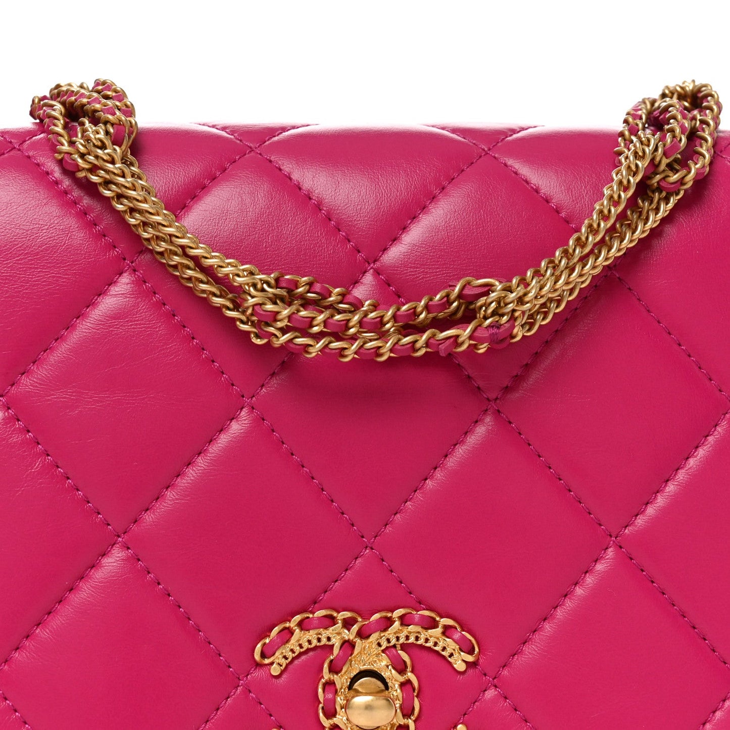 Lambskin Quilted On And On Small Chain Flap Fuchsia