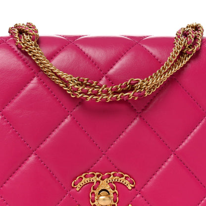 Lambskin Quilted On And On Small Chain Flap Fuchsia