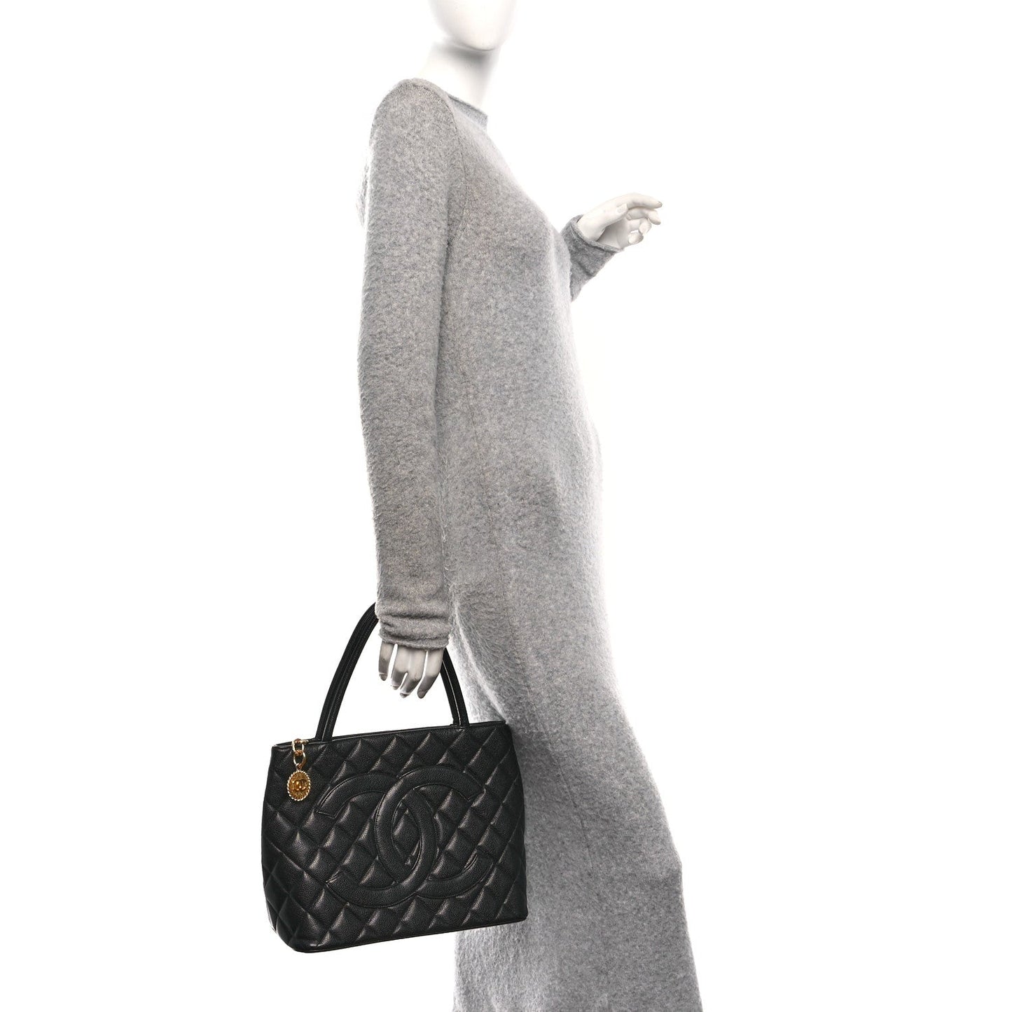 Caviar Quilted Medallion Tote Black
