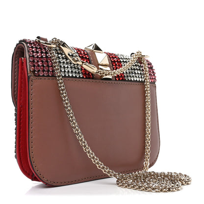 Vitello Crystal Embellished Small Glam Lock Rockstud Flap Multicolor