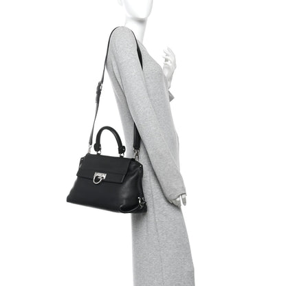 Grained Calfskin Sofia Satchel Black