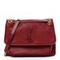Lambskin Matelasse Monogram Medium Niki Chain Satchel Rouge Legion