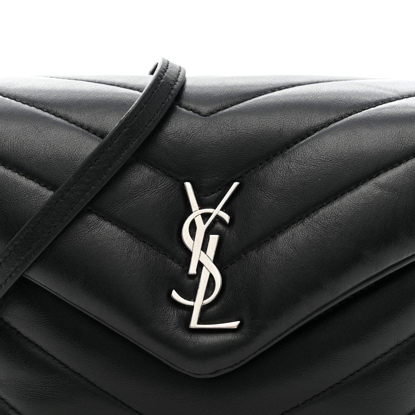 Calfskin Y Quilted Monogram Toy Loulou Crossbody Bag Black