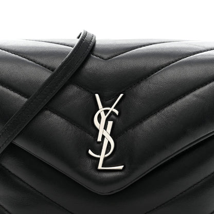 Calfskin Y Quilted Monogram Toy Loulou Crossbody Bag Black