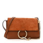Suede Calfskin Small Faye Shoulder Bag Tobacco