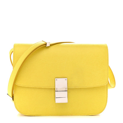 Liege Calfskin Medium Classic Box Flap Bag Fluo Yellow