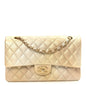 Metallic Goatskin Quilted Ombre Medium Double Flap Gold