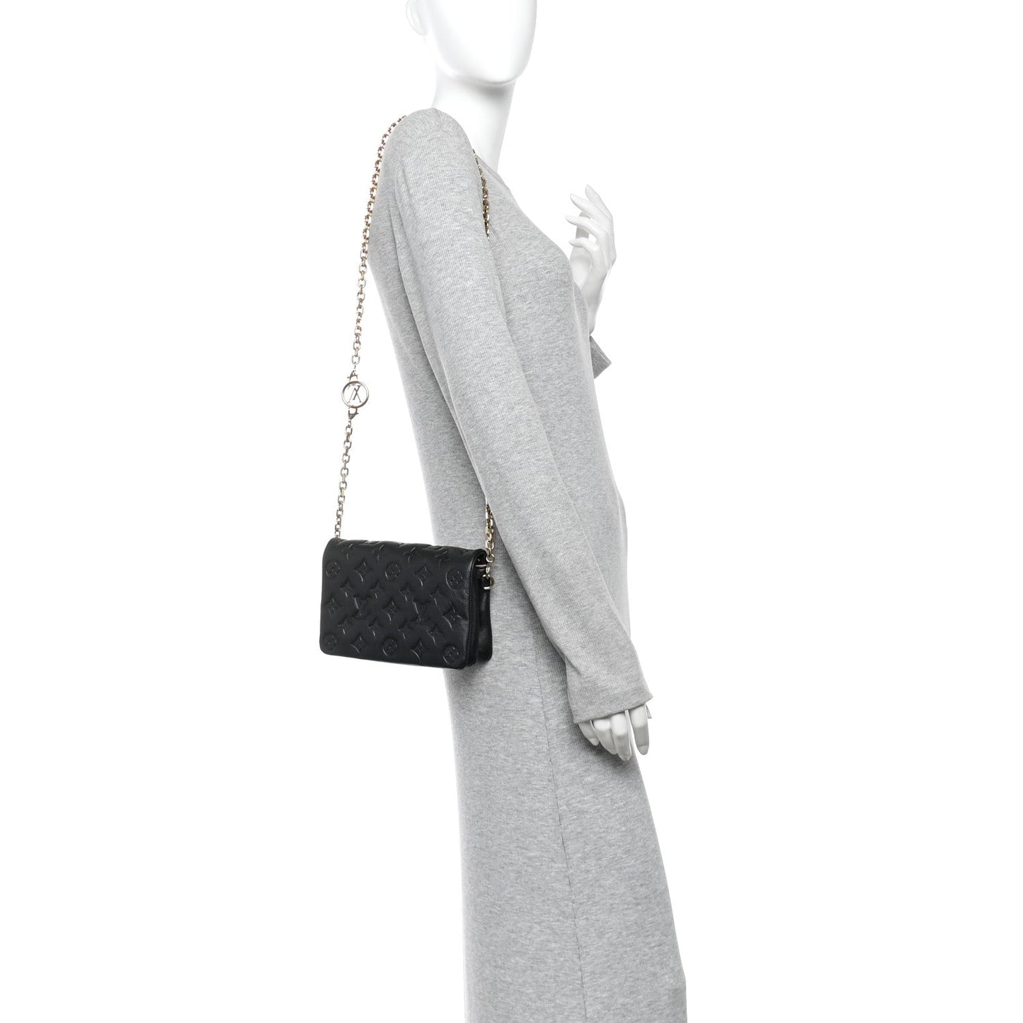 Lambskin Embossed Monogram Pochette Coussin Black