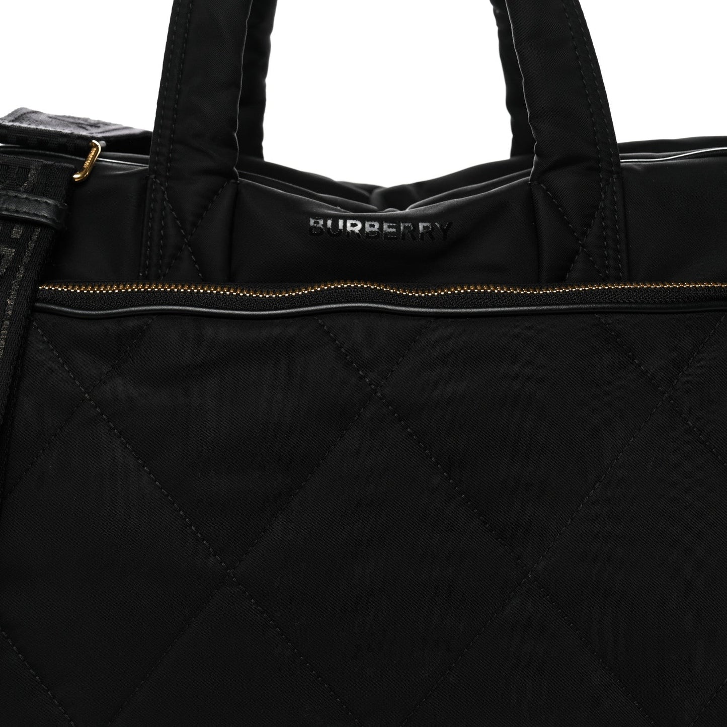 Nylon Quilted Diaper Tote Bag Black