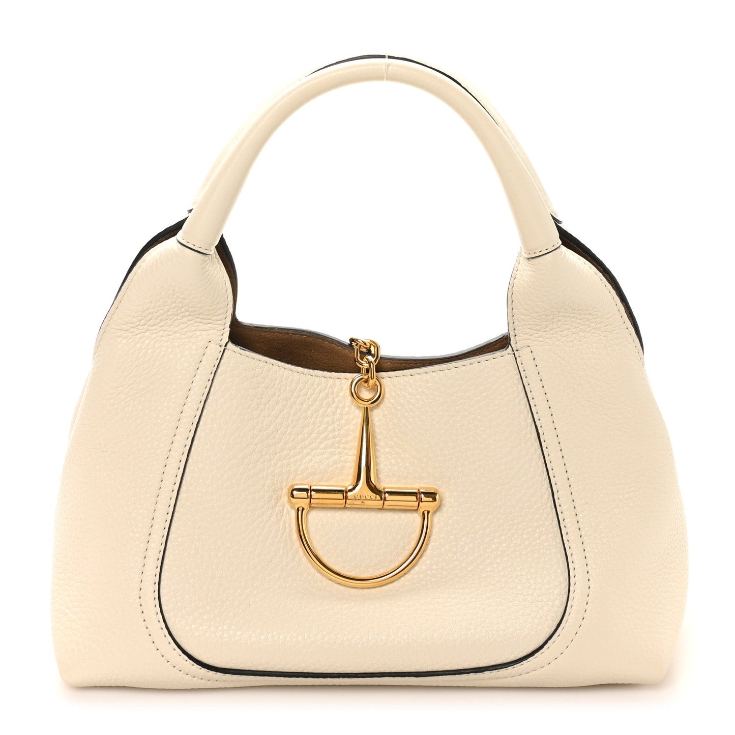 Grained Calfskin Softbit Medium Shoulder Bag White