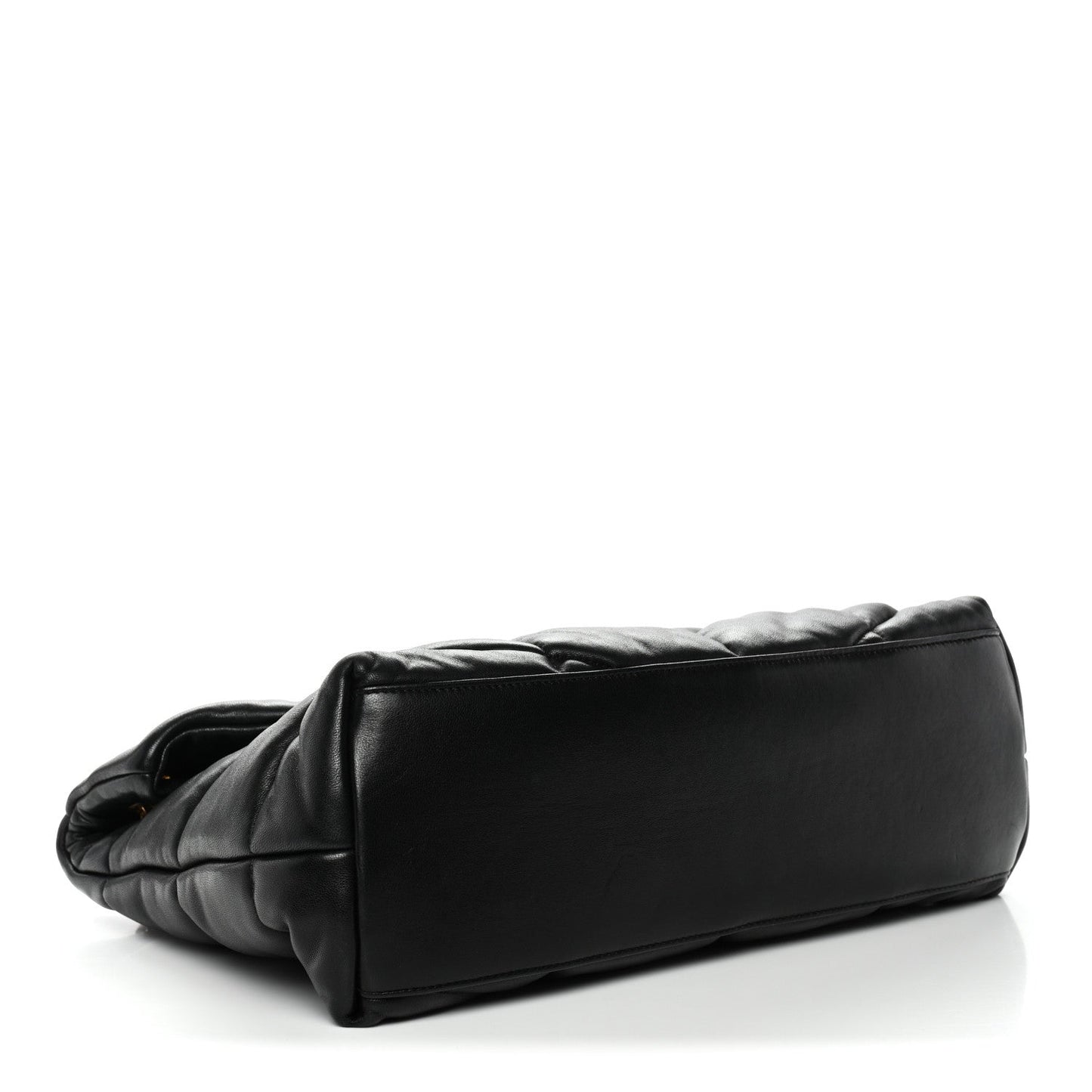 Lambskin Quilted Medium Loulou Puffer Monogram Chain Satchel Black