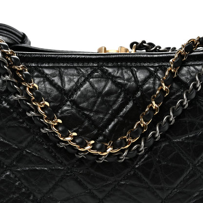 Aged Calfskin Quilted Small Gabrielle Hobo Black