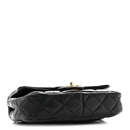 Patent Goatskin Quilted Small CC Eyelet Flap Black