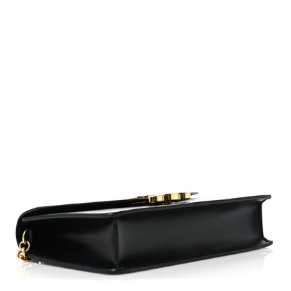 Shiny Calfskin Triomphe Margo Wallet on Chain Black