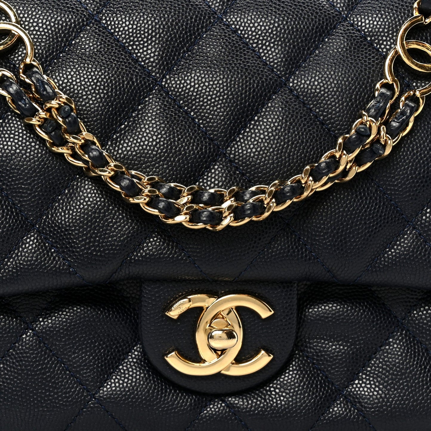 Caviar Quilted Small CC You Flap Navy