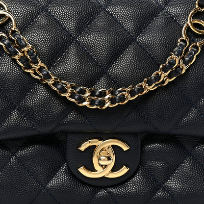 Caviar Quilted Small CC You Flap Navy
