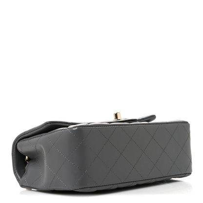 Lambskin Quilted Mini Rectangular Flap Grey