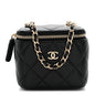 Caviar Quilted Mini Vanity Case With Chain Black