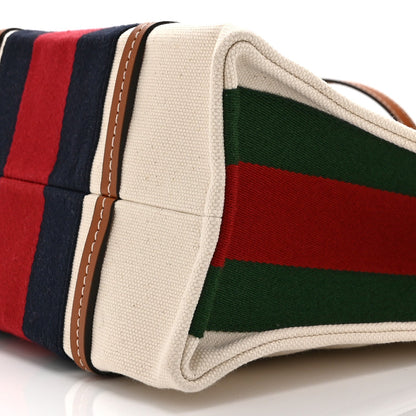 Canvas Calfskin Web Small Interlocking G Tote Bag Red Blue