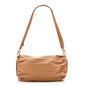 Lambskin Pleated Bracelet Pouch Shoulder Bag Warm Desert