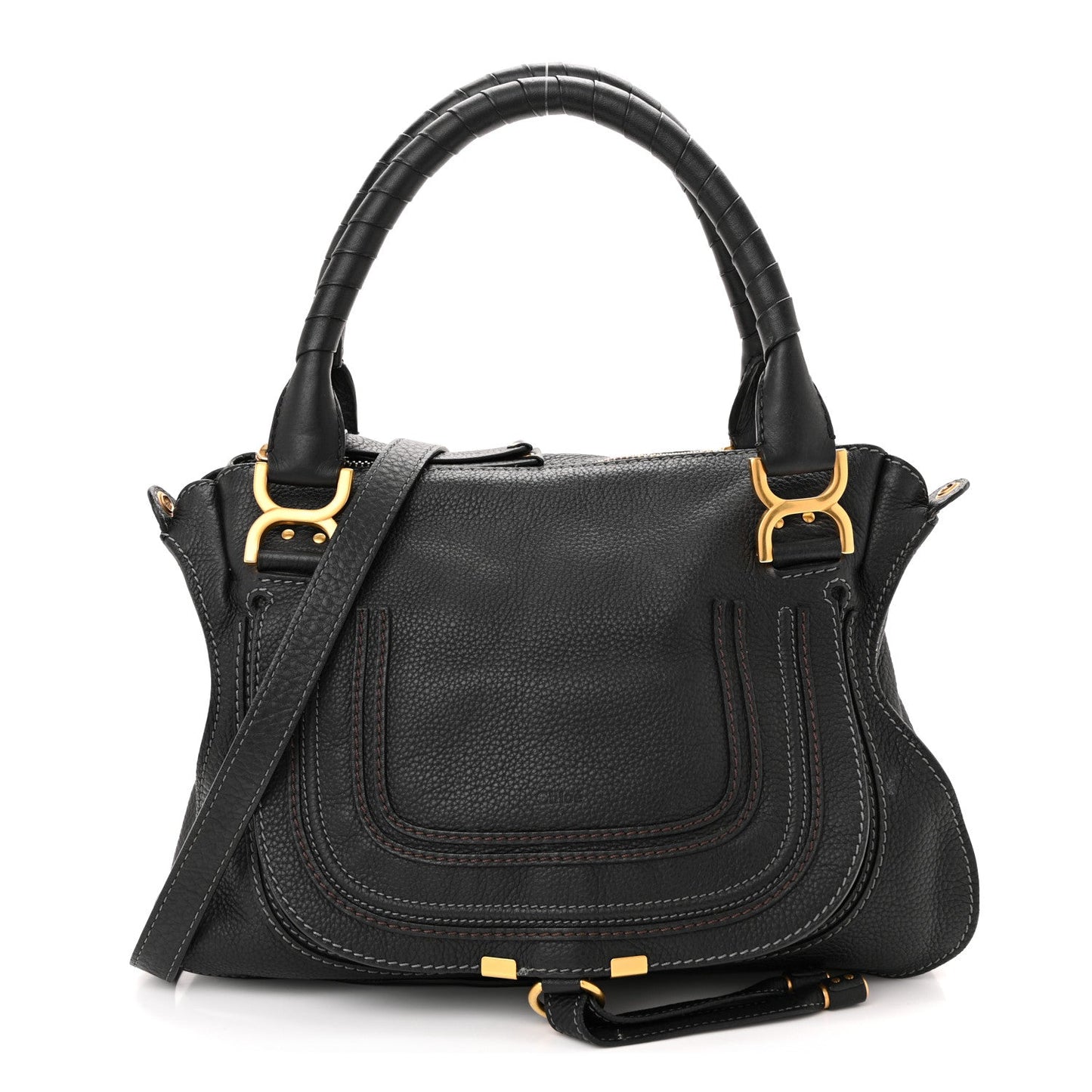 Calfskin Medium Marcie Satchel Black