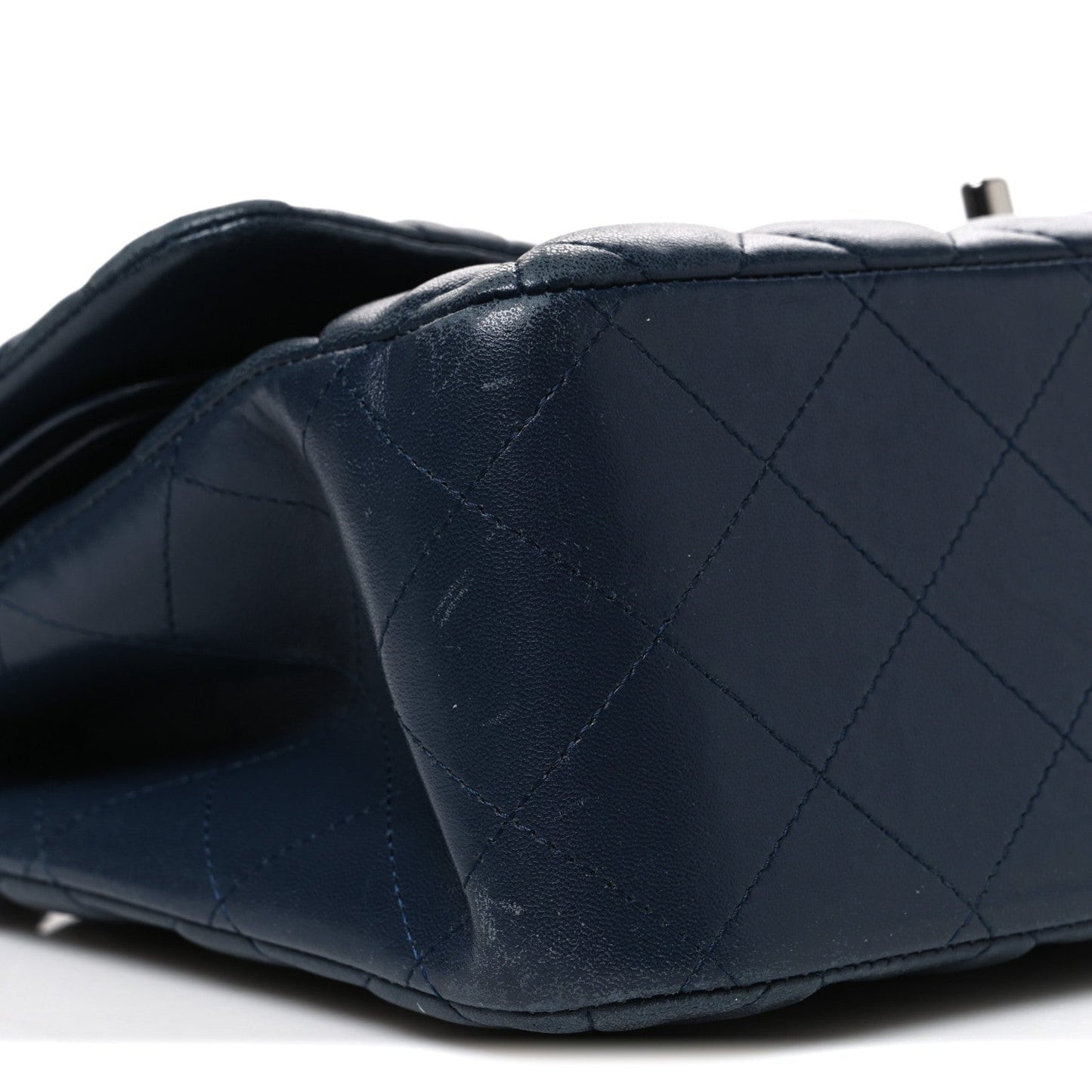 Lambskin Quilted Jumbo Double Flap Navy