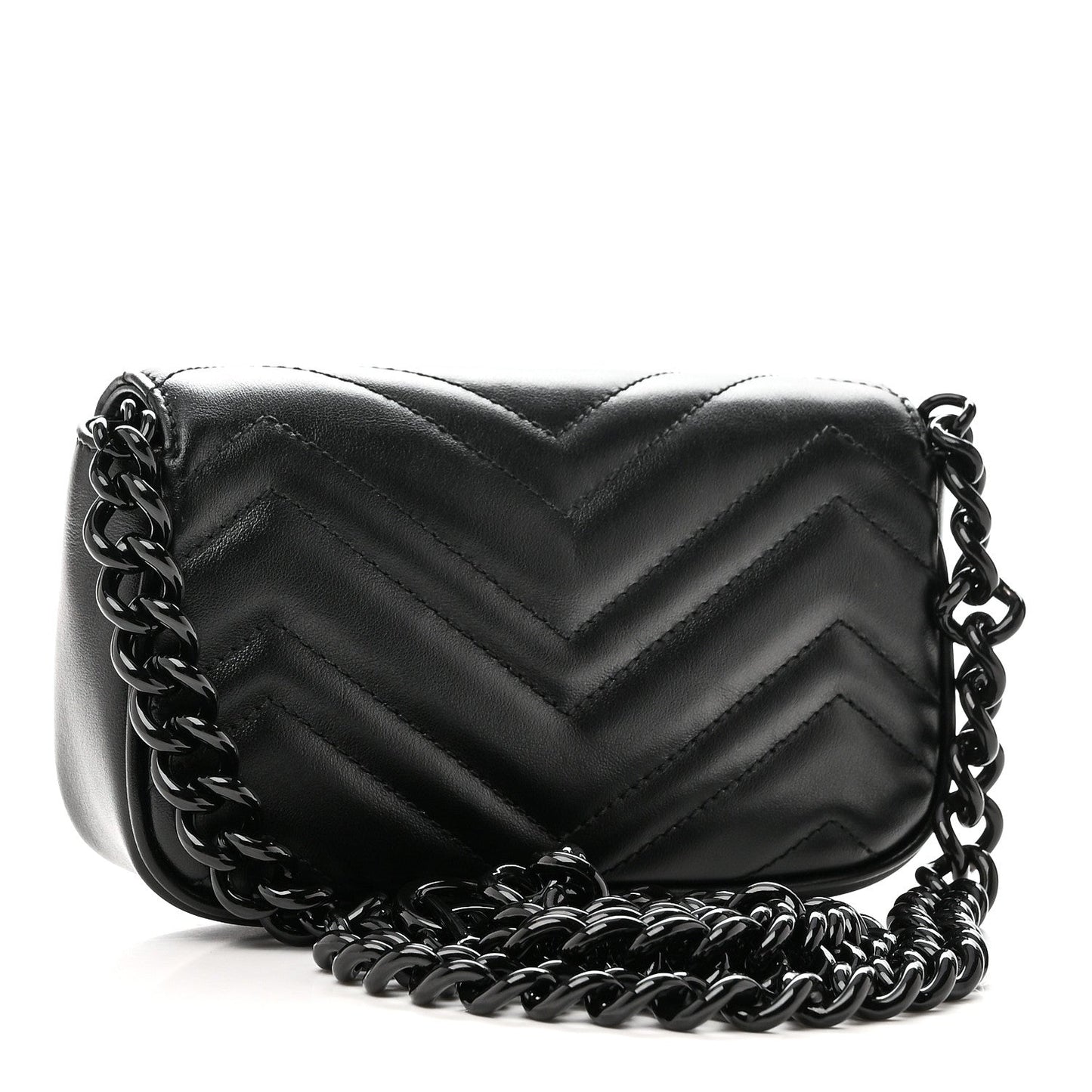 Calfskin Matelasse Monochrome GG Marmont Chain Belt Bag Black