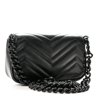 Calfskin Matelasse Monochrome GG Marmont Chain Belt Bag Black