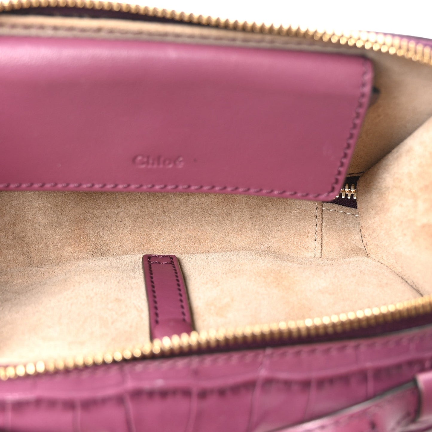 Calfskin Crocodile Embossed Mini C Vanity Bag Crushed Violet