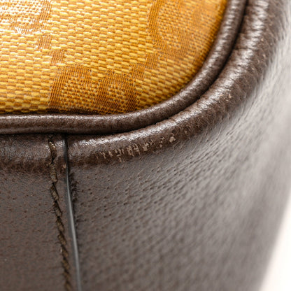 X ADIDAS Crystal Vintage Monogram Textured Dollar Calfskin Web Trefoil Logo Bag Mid Natural Nut Off White New Acero