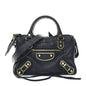 Chevre Gold Metallic Edge Hardware Mini City  Bleu Nuit Dark Sea