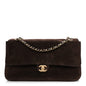 Suede Calfskin Small Souplissimo Maxi Flap Dark Brown